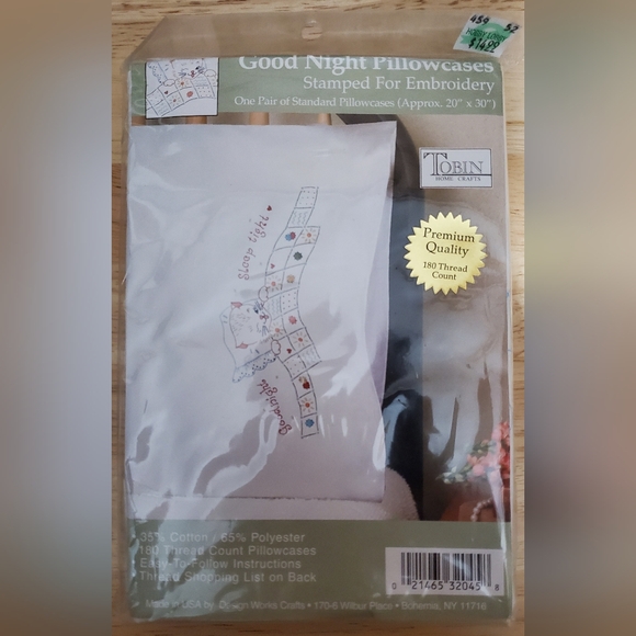 Tobin Other - Tobin Home Crafts Good Night Embroidery Pillowcases